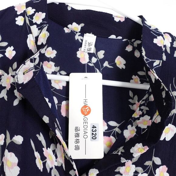 New Hanyagediao Women's Floral Maxi Polyester Crepe Dress 3/4 Sleeve Casual - Picture 7 of 7